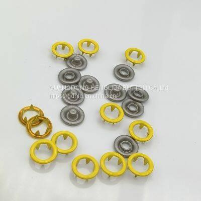 HLD factory wholesale yellow color BRASS&SS 16L 18L Cap Prong snap button for clothes