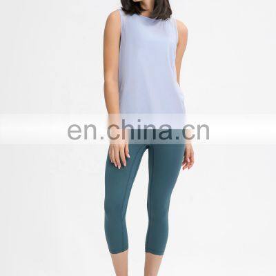 Oem Womens Yoga Tank Tops Plus Size Hollow Out Back Sports T Shirts With Mesh