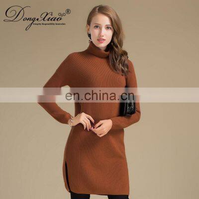 Inner Mongolia Ordos Women's 100% Pure Cashmere High Neck Sweater Dress photo-4
