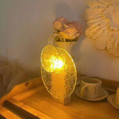 Rotating light and shadow atmosphere table lamp romantic bedroom water ripple sunset lamp wooden table lamp