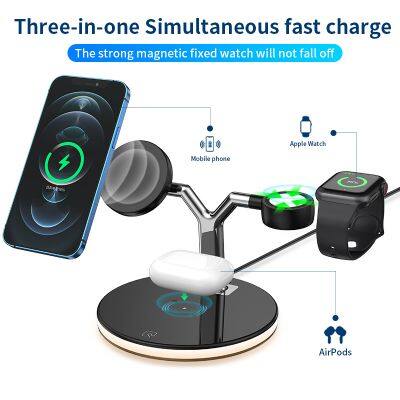 3 in 1 Quick Charge Desktop Wireless Charger Multi-Function Magnetic Charger for IPhone Recommended photo-4