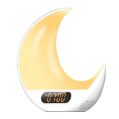 2023 new model hot selling half moon alarm clock digital sunrise wake up clock with nightlight desk clock color changing