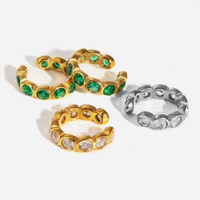 Aretes de aro geométricos de acero inoxidable con recubrimiento de oro/plata, unisex