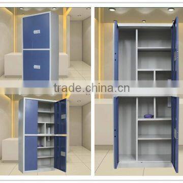 Wholesale Price Metal Office Furniture Complete Open Door File Cabinet Blue Color 2 Tier Steel Filing Cabinet photo-3
