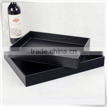 Unique luxury PU leather home hotel serving tray pu