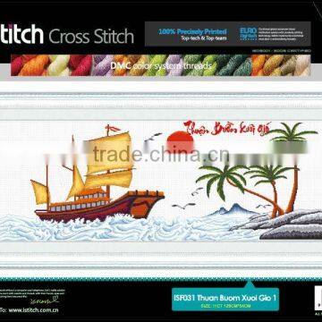 Thuan Buom Xuoi Gio Vietnam Style 100% Precisely Printed Cross Stitch