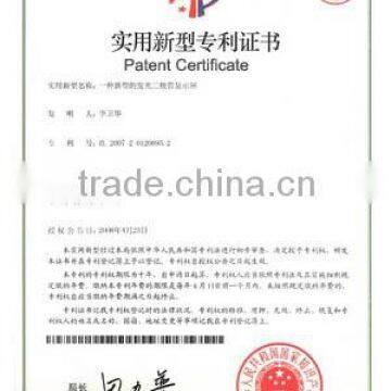 Patent Certificate for LED display