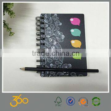 Promotional new desigh spiral notebook wholesale , easy for notebook cover