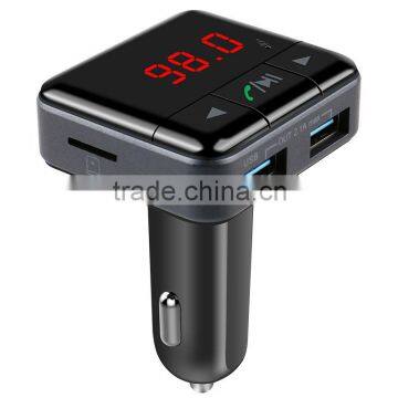 Free Sample Wholesale BC12 Smart Bluetooth car kit bluetooth mp3 player fm transmitter dual USB charger APP control