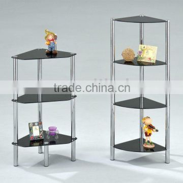 Conner black tempered glass rack, display shelf