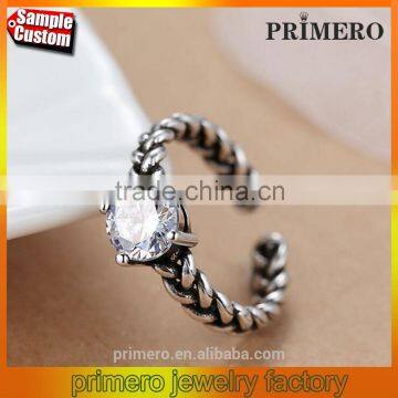 Classical 5925 Sterling Silver Wedding Ring for women vintage CZ Diamond Jewelry Accessories