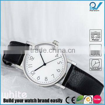 Black genuine leather starp vogue watch 5ATM water resistance made in germany stainless steel back watch