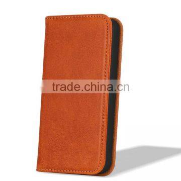 Reyon real leather case for iphone 5 with card slots and magenta close