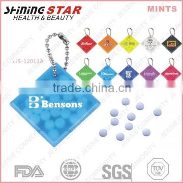 square shape high quality mints for promotion with key chain