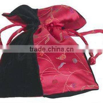 Eco small silk drawstring bags with cotton rope