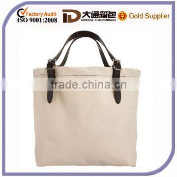 Canvas Tote Bag With Flat Adjustable Leather Handles