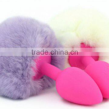 rabbit fur ball anal plug sex toy hot selling