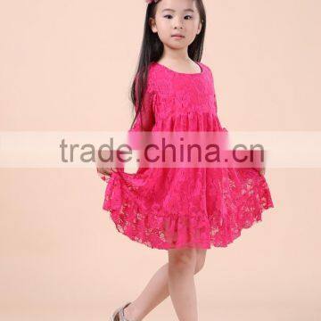 Wholesale 2016 fancy party dress Fashion kid dresses for girl red rose custom lace summer baby dress new style