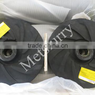 Rubber slurry pump impeller with erosive resistance