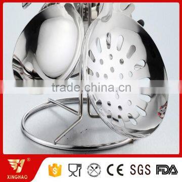 3 MM Thick 6 Pcs Kitchen Utensil Set of Stainless Cookware With Red Silicone Handle photo-3