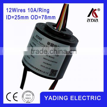 SRH 2578-12p Through bore slip ring ID25mm. OD78mm.12Wires, 10A x12wires 5Ax 36 wires