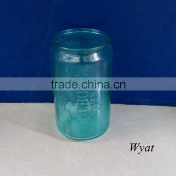 350ml colored green cans shape glass beer cups SLCd34