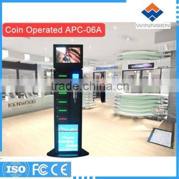 LCD advertising phone charging station locker with 19 inch LCD phone charging station APC-06A