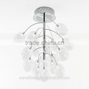 Big Room Ceiling Lamp, Clear Glass, Chrome Frames and Fittings