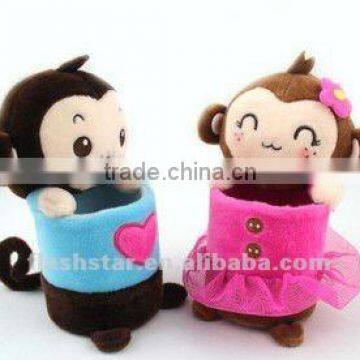 2013 New design-cartoon monkey plush pen container