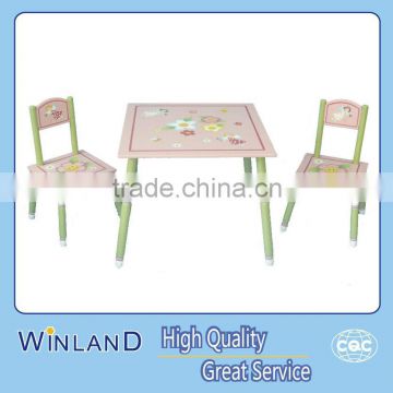 Wooden Children Table And Chairs Set Pink