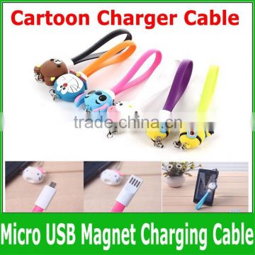 Wholesale promotional Cartoon Magnet Charger Sync Data Micro USB Cable For Samsung Galaxy S2 S3 S4 Note 2 nokia htc