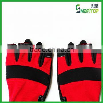 China Competive Price Red Fingerless Sports Bicycle Gloves photo-3