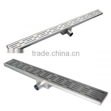 stainless steel shower linear drain plain model with side outlet