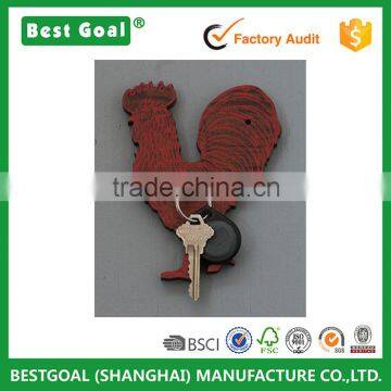 Home decorative antique rooster shape wooden wall hooks