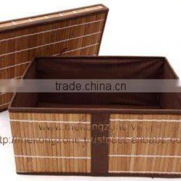 Foldable laundry hamper, storage basket made from bamboo and cotton