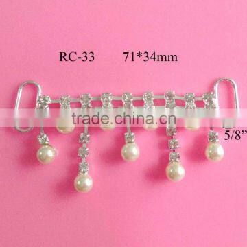 Stock hot selling pearl rhinestone connector for headband/hairwear(RC-33)