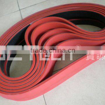 Rubber flat belt coat with vulcanized rubber