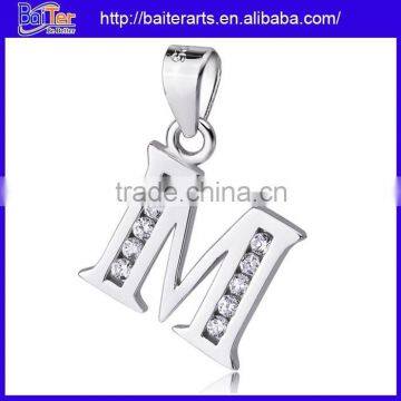 925 sterling silver paved diamond m alphabet pendant design letter m pendant