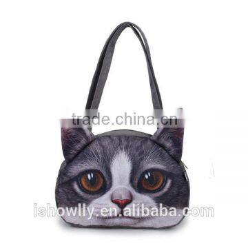 Women 3D Cute Cat Face Shoulder Bag Cat Pattern Handbag Shopping Bags