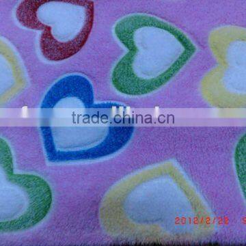 heart design burn out coral fleece fabric