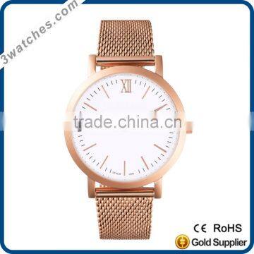 top brand rose mesh strap watch stainless steel watch quartz watch waterproof stainless steel mesh band watch