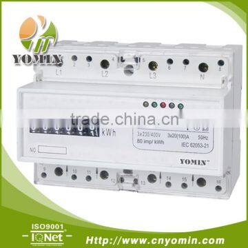 DIN RAIL THREE PHASE ANALOG ENERGY METER WITH PULSE OUTPUT