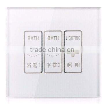 3 gans 3 ways glass panel touch switch ,hotel smart light switch