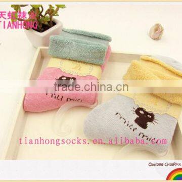 cheap price good quality cute cat pattern women terry socks china socks factory