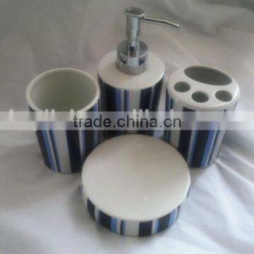 simple and elegant design ceramic bathroom set lotion bottle soap dish toothbrush holder tumbler