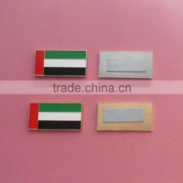 UAE Flag Design Soft Enamel Metal Long Magnet Back Brooch Badge