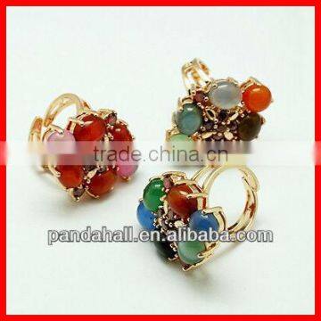 Agate Flower Gemstone Rings Gemstone Engagement Rings(RJEW-C085-M4)