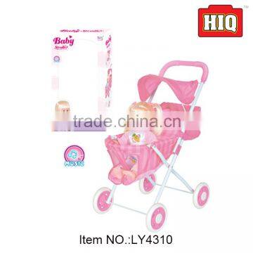 16 inch plastic lovely reborn baby stroller toys with four sound