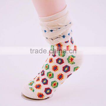 168N lady fashion cotton socks with 3 layers of ruffle cuff woman sock design socks