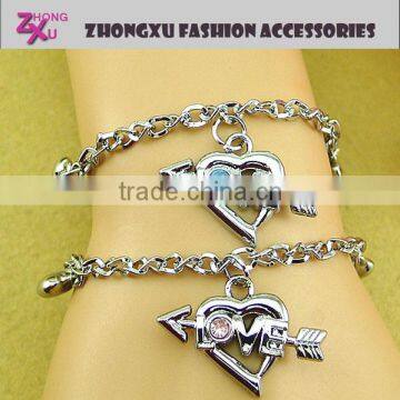 new beautiful and hot sale custom arrow through heart love bracelet